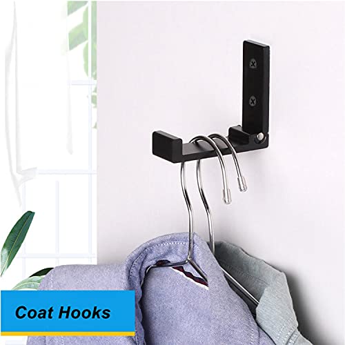 ZEYU Folding Coat Hooks, 5Pcs Wall Hooks for Hanging Coat Towel Hooks Hardware Heavy Duty Aluminum Alloy Headphone Holder No Rust Wall Mounted with Screws for Bags Fitness Equipment - color: 5Pcs-Black