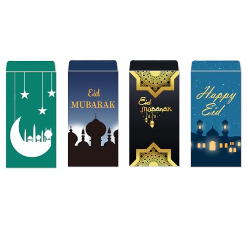 24 Pcs Eid Mubarak Money Envelopes 2.88x6.5 Inch Ramadan Mubarak Cash Gift Card for Ramadan Eid Mubarak Anniversary Cash Muslim Party Decoration