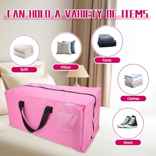 6-Pack Moving Bags,Heavy Duty Large Storage Bags with Zippers & Backpack Straps,Space Saver Bags are Packing Supplies for Moving & Travel,Alternative to Moving Boxes(Pink) - color: PINK