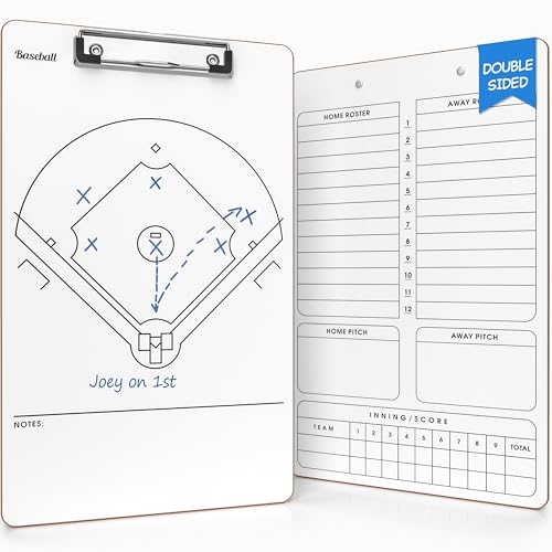 SCRIBBLEDO Baseball Dry Erase Board for Coaches 15x9 Double Sided Lineup Board with Roster Inning Score Tracker for Baseball Softball and Tee Ball Coaching