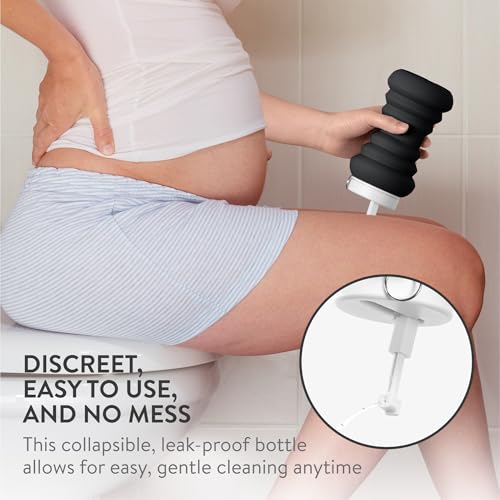 Cynpel Foldable Peri Bottle - Compact Leak-Proof Portable Travel Bidet Sprayer - Ideal for Postpartum Care Perineal Spray Wash & Personal Hygiene - Jet Spray Portable Bidet - Black