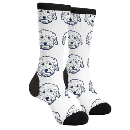 Cute Goldendoodle Unisex Funny Novelty Socks, Funky Crazy Cool Crew Dress Socks - color: Cute Goldendoodle