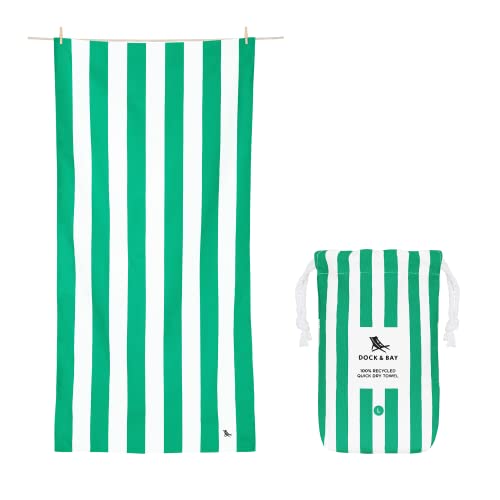 Dock & Bay Beach Towel - Quick Dry, Sand Free - Compact, Lightweight - 100% Recycled - Includes Bag - Cabana - Cancun Green - Extra Large (200x90cm, 78x35) - color: Cabana - Cancun Green, size: Extra Large (200x90cm, 78x35")