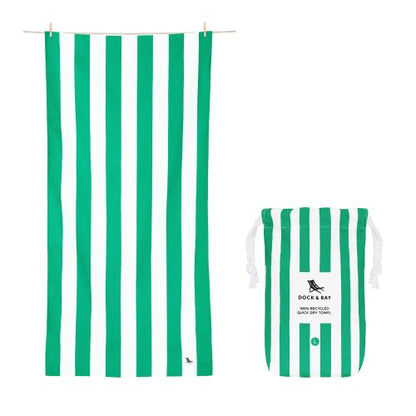 Dock & Bay Beach Towel - Quick Dry, Sand Free - Compact, Lightweight - 100% Recycled - Includes Bag - Cabana - Cancun Green - Extra Large (200x90cm, 78x35) - color: Cabana - Cancun Green, size: Extra Large (200x90cm, 78x35")