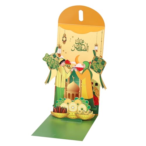 Sophisticated 3D Redness Envelopes for Eid Festival Foldable Greeting Card Cash Money Packet Ramadans Decoration - color: Yellow