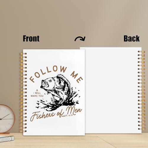 Retro Fish Christian Notebook,Bible Journal for Men, Matthew 4:19 Bible Verse Journal, Religious Scripture Spiral Notebook Journal for Note Taking, Christian Gifts for Women Men, 5.5x8.3 Inch - color: follow me
