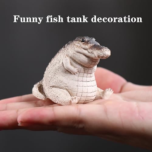 1 PCS Small Crocodile Aquarium Decor - Realistic Resin Fish Tank Ornament,Crocodile Ornament Artificial Resin Accessories (Brown, 3.5 Inch)