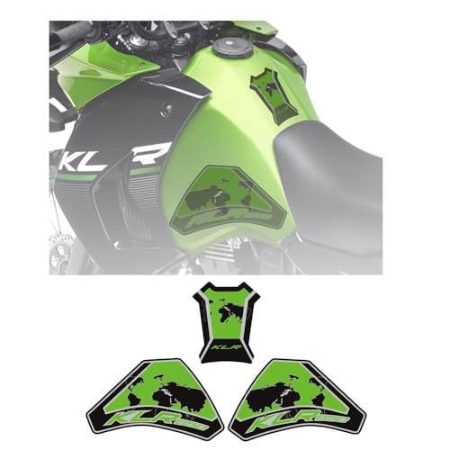 KLR650 Tank PAD Front Side Tank Pad Fuel Stickers Compatible with Klr650 2022-2025 3D Gel Tank Fuel Gip Decal KLR650 Sticker Pad(Green) - color: 144 Green