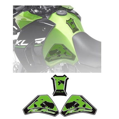 KLR650 Tank PAD Front Side Tank Pad Fuel Stickers Compatible with Klr650 2022-2025 3D Gel Tank Fuel Gip Decal KLR650 Sticker Pad(Green) - color: 144 Green