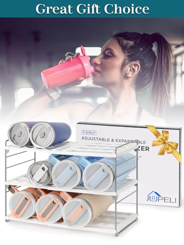 Upgraded Large Expandable Water Bottle Organizer Designed for 40 oz Stanley, Owala & Yeti Tumblers, Adjustable Storage Rack for Travel Mug Cabinet, Pantry, and Kitchen Organizer, Fits 20/30 oz Bottles - size: 3 Tier-Large