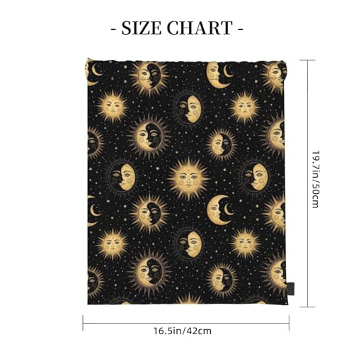 Drawstring Backpack for Men Women, Gold Sun Crescent Moon Star, Breathable Gym Sack for Yoga Travel and Outdoor Camping - color: Pattern (371)