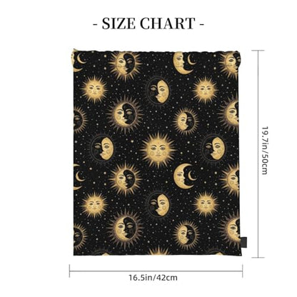 Drawstring Backpack for Men Women, Gold Sun Crescent Moon Star, Breathable Gym Sack for Yoga Travel and Outdoor Camping - color: Pattern (371)