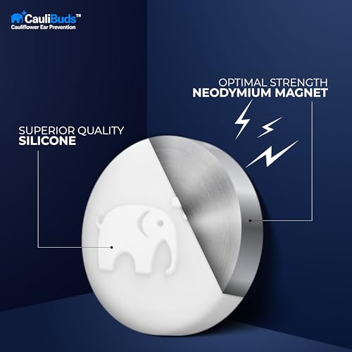 CauliBuds™ Cauliflower Ear Magnet - Premium Silicone Ear Magnets Cauliflower Ear - Pressure Earrings Magnetic Ears - Treatment in BJJ, Wrestling, MMA, & Rugby - Cauliflower Ear Draining Kit (White) - color: White