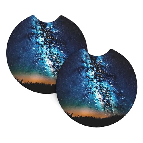 2 Pack Car Coaster for Cup Holders Sky Full of Stars Car Cup Coaster 2.7" Neoprene Non-Slip Automotive Cup Mat Universal Auto Car Interior Accessories for Women Men Cup Pad - color: Sky Full of Stars
