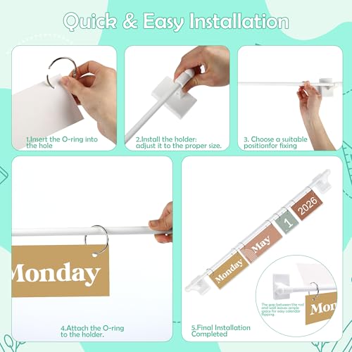 Boho Magnetic Flip Calendar for Classroom Whiteboard Adjustable Rod - color: 13-2