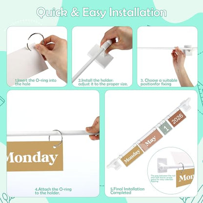 Boho Magnetic Flip Calendar for Classroom Whiteboard Adjustable Rod - color: 13-2