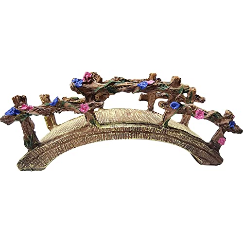 MUAMAX Miniature Fairy Garden Bridge - Resin Craft Cute Artificial Micro Landscape Bridge for Dollhouse Ornament (Flower Bridge)