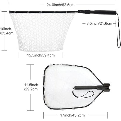 GOODCAT Fly Fishing Net, Bass Trout Landing Net, Folding Fishing Nets Fresh Water, Safe Fish Catching or Releasing, Fly Fishing net Magnetic Release - color: A:Square-Extend Length:24.6"
