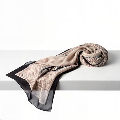 Hijab Modest and Elegant | Beautifully Designed Printed Chiffon Patterns | Muslim Women Head Scarf and Veil - color: Beige - R