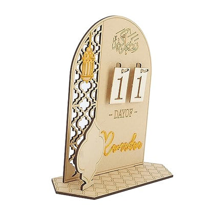 Ramadan Countdown Calendar Wooden Decorative Ornament DIY Eid Calendar Home Party Holiday Applicable Scene, Wooden Eid Mubarak Ornament Decorative DIY Ramadan Calendar Ornament