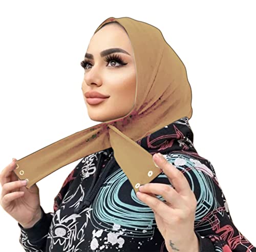 Suillty Fashion Muslim Hijab for Women Instant Snap Fastener Hijab Inner Cap Full Cover Head Wraps Scarf Islam Turban Caps - color: Beige