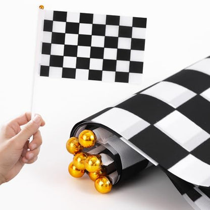 Mini Traffic Cones（with Hole on Top） with Racing Checkered Flags, Sports Safety Cones for Soccer Cones and Basketball Practice Equipment - color: 18PCS