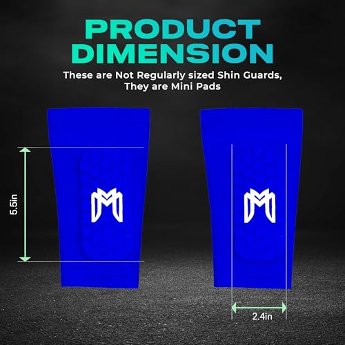 MediCaptain Mini Shin Guards Soccer – Built in Shin Pad Sleeves for Mens, Women, Teens - Small Shin Guards - Lightweight, Breathable Shin Defender Leg Protection - color: Blue, size: Maxi (5.5 x 2.8 in)