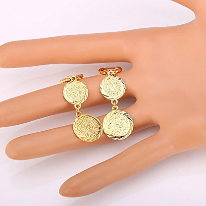 U7 Allah Necklace for Women/Men, 18K Gold Plated Square/Oval/Coin/Heart/Crescent Moon Islamic Pendant Necklace Muslim Jewelry with Chain - color: 09.Ancient Coin Earrings