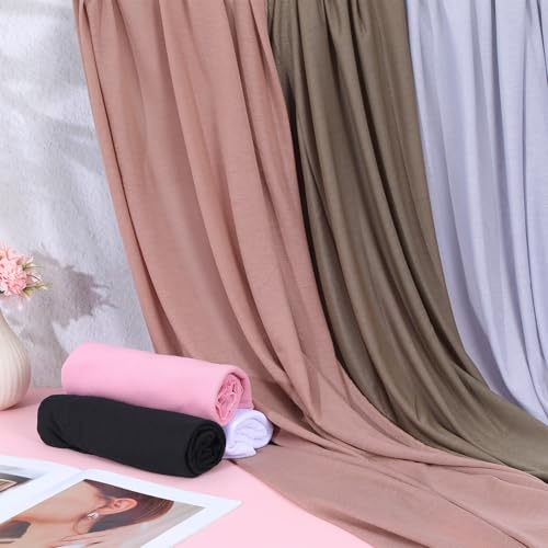 Lemecima 6 Pack Hijab Scarves for Women - Premium Polyester Long Head Jersey Hijab Scarf Wraps in 6 Solid Colors, Soft Muslim Scarf Shawl for All Season, 31.5 x 70.9 inches