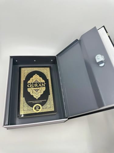 Secret Quran Safe with Lock - Portable Diversion Safe Box, Hidden Dictionary Book Safe, Small Quran Safe with Combination Lock, Ideal for Money & Valuables (7.08"x4.52"x2.15") Black Small