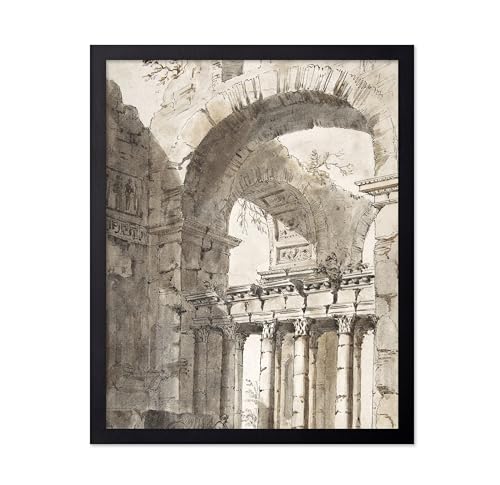 Poster Master Architecture Print - Vintage Ruins of a Basilica or Mausoleum Poster - Fine Art - Classical Ruins Drawing - Minimal Office, Living Room or Bedroom Decor - 11x14 UNFRAMED Wall Art - color: Style-01, size: 11"L x 14"W