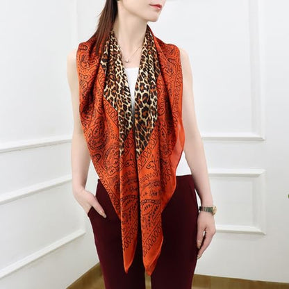 XL 43 Inch Extra Large Square Scarf Fashion Scarves Silk Feeling Hair Scarf Wrapping Scarfs Night Sleeping Headscarf - color: Ba1034