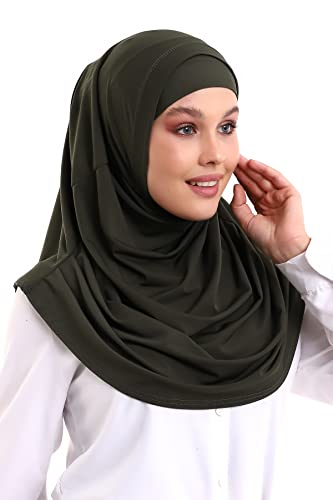 ihvan online, Hijab Scarves for Women, Ready to Wear, Lightweight and Comfortable Headscarf, Instant Turban, Jersey, Presewn - color: Khaki