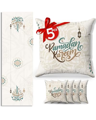 OLEEK Decorations for Home - Table Runner & 4pcs Pillow Covers 18x18 inches - Decorations for Table - Gifts - Decor 2026 - size: 18" x 18" (Pack of 5)