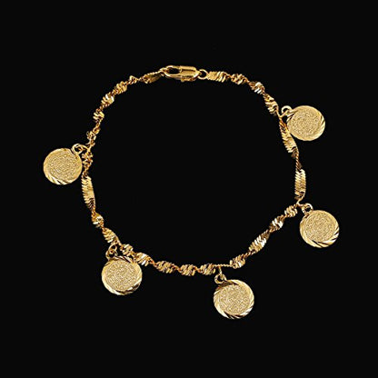 Small Cute Gold Plated Islamic Muslim Arab Money Coins Bracelet for Women Jewelry Bangle - style: Style H