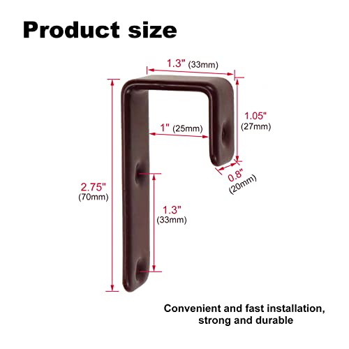 2 Pack Bunk Bed Ladder Hooks, Inside Width 1 inches Brown PVC Coated Kids Bunk Bed J Brackets, Metal Utility Hook Camper/Rv Library Ladder Hardware with 2 Size Screws (Brown) - color: Coffee, size: 2 Pack