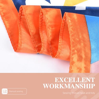 35 Inches Silk Head Scarf-Satin Hair Scarves Silk Bandana Scarf Headscarf for Women's Fashion Scarves - color: Colorful Sunflowers - Orange