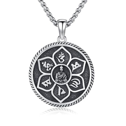 Coexist Necklace 925 Sterling Silver Yin Yang/Star of David Pendant World Religions Harmony Necklace Religion Jewelry Gift for Men - style: Buddha
