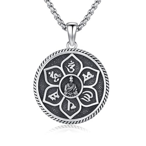 Coexist Necklace 925 Sterling Silver Yin Yang/Star of David Pendant World Religions Harmony Necklace Religion Jewelry Gift for Men - style: Buddha