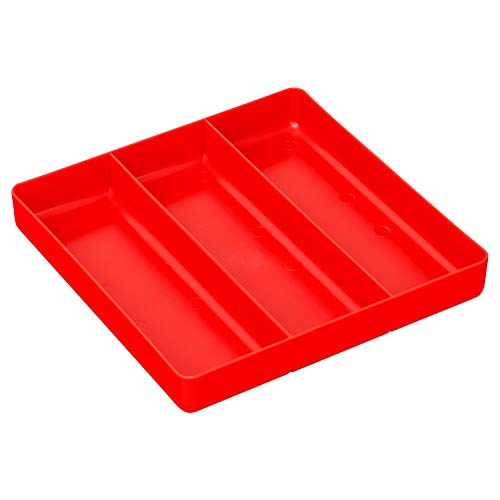 Ernst Manufacturing All Purpose Toolbox and Desk Tray: Stackable Organization Tray with 3 Compartments - Made in the USA - color: Red, size: 3-Compartments