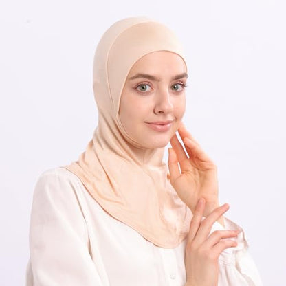 Modal Jersey Muslim Amira Instant Hijab Scarf for Women Jersey Hijab Undercaps - color: Beige