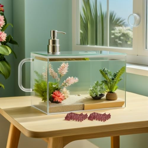4pcs Miniature Fish Tank Landscaping Decoration Set – Z-Shaped Bridges Stairs and Small Arched Bridges – Aquarium Fairy Garden Ornaments for Terrarium and Mini Landscape Decor