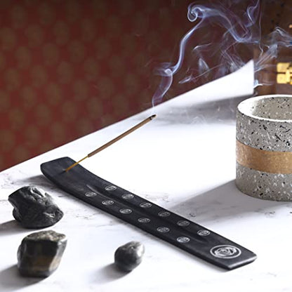 Bless-International Traditional-Handmade-Burner Wooden-Incense-Stick-Holder Ash-Catcher-Stand for-Aromatherapy-Meditation-Yoga (Black Strength) 10 Inches, Pack of 1 - color: Black Strength,10 Inch, size: One Holder