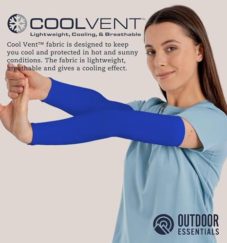 OutdoorEssentials UV Sun Sleeves for Men & Women, Cooling Arm Sleeves UPF 50+ | Golf, Tattoo Cover Up, Sun Protection - color: (3 Pairs): 1 Black, 1 Blue, 1 White