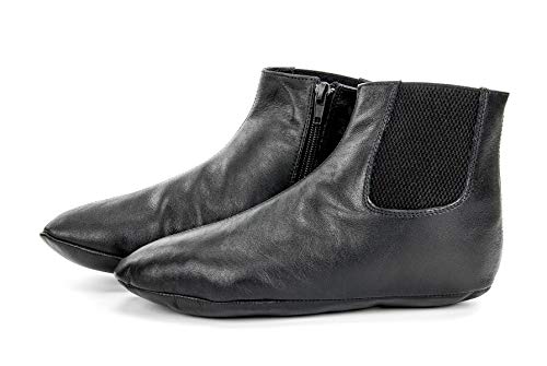 Genuine Halal Leather Zipper Khuffain | Sunnah Khuff Socks for Mosque, Black, Shoe Size: US - size: 12