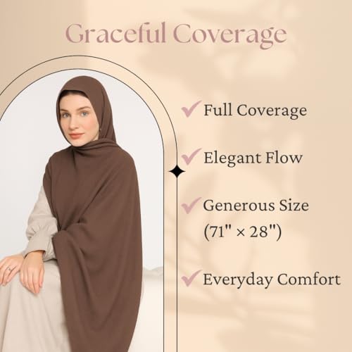 Premium Breathable Modal Cotton Hijab for Women, Lightweight, Non-Slip, Soft & Elegant Scarf for Everyday Wear - color: Soft Beige