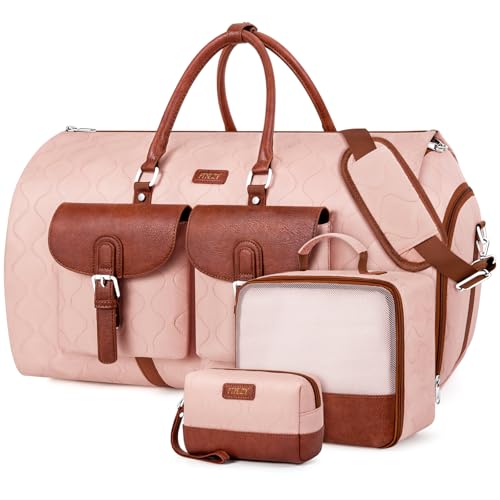 Garment Bag for Travel Convertible Carry on Travel Duffel Bag for Men Women - color: A05-Pink