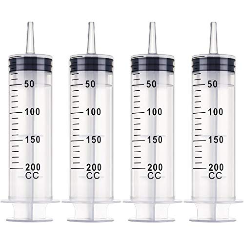 Frienda 4 Packs Syringes Without Needles,200 Ml | Large Plastic Measuring Tools for Food, Horse Care, Lab Dispensing, Graduated Markings, Reusable Multipurpose Applicators - size: 200 ml