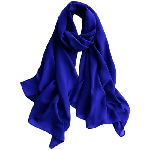 Harewom Chiffon Hijab for Women Sheer Shawl and Wraps for Wedding Bridal Scarves Summer Lightweight Sun-proof Scarf - color: Royal Blue Chiffon Hijab Shawls Scarves
