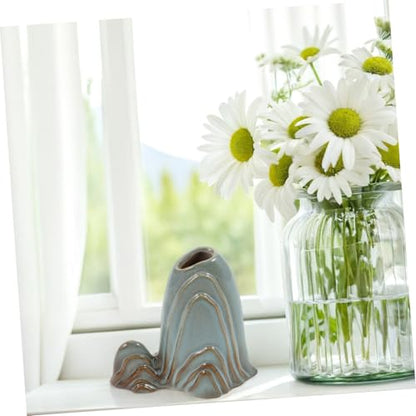 Mini Ceramic Mountain Ornament Multifunctional Zen Garden Decor Fish Tank Decoration Calligraphy Brush Holder Versatile Desktop Accessory for Home Office